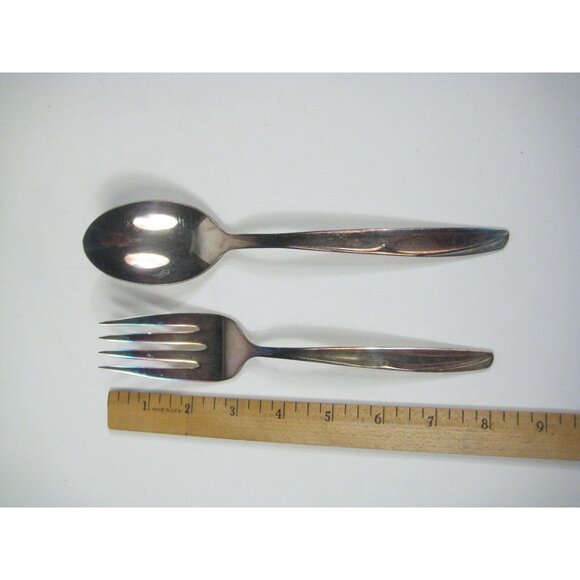 Concept Pattern 1957 Vintage Supreme Silver Plate Serving Fork Spoon 2 Set - Picture 2 of 7